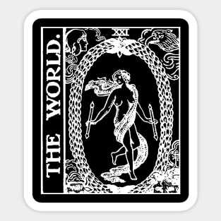 The World Tarot Card Black and White Sticker